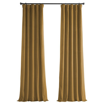 Heritage Plush Velvet Curtain Single Panel, Retro Gold, 50"x96"