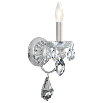 Century 1-Light Wall Sconce in Silver With Clear Heritage Crystal