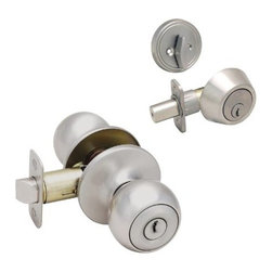 Designers Impressions - Designers Impressions Ashland Satin Nickel Entry Knob and Matching Deadbolt - Door Entry Sets
