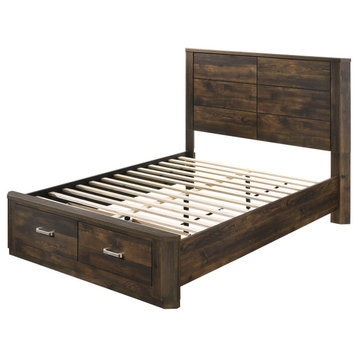 Elettra Queen Bed With Storage, Rustic Walnut