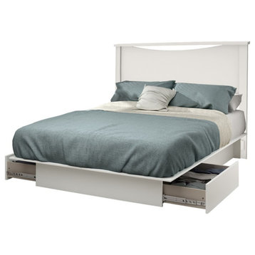 Platform Bed and Headboard Set White Step One South Shore