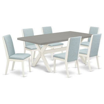 East West Furniture X-Style 7-piece Wood Dining Set in White Finish