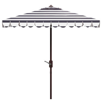 Safavieh Vienna 7.5' Square Crank Umbrella, Black/White
