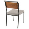 Lumisource Fiji Chairs, Black Metal, Gray and Walnut Wood Accent, Set of 2