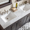 Preston 61" Aged Chocolate Vanity White Carrara Marble Countertop,Double Sinks