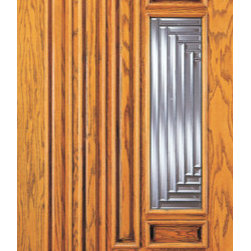 Contemporary Front Single Door, 9 Panel 1 Lite, Solid Mahogany - Front Doors