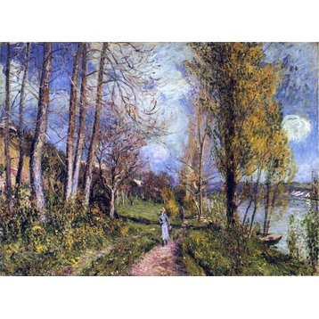 Alfred Sisley Near the Seine at By, 21"x28" Wall Decal Print