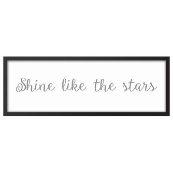 Shine Like The Stars 12"x36" Black Framed Canvas, Gray