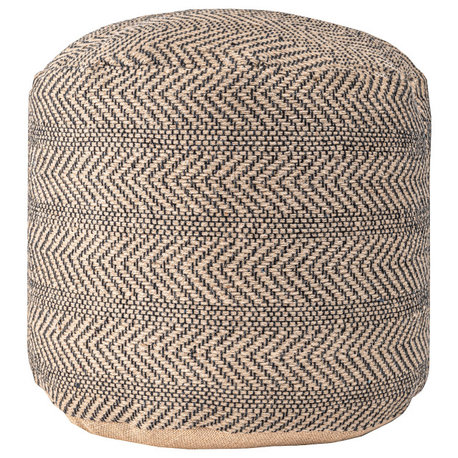 Nuloom Braided Tanya Jute Chevron Stripes Pouf, Natural