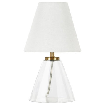 Makenna 13.62 Tall Mini Lamp with Fabric Shade in Clear Glass/White