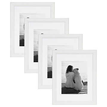 Kieva Solid Wood Picture Frame Set, Black 4x6, White, 11x14 Matted to 8x10