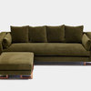 Large Sofa, Charcoal, Walnut Base, Taupe