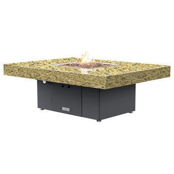 Rectangular Fire Pit Table, 48x36, Propane, Santa Cecillia Top, Gray