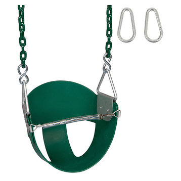 High-Back Half-Bucket Swing Seat With Coated Chain, 5.5', Green