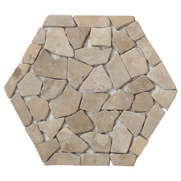 Capucino 9.84x9.84 Hexagon Pebble Tile, 10 Sheets