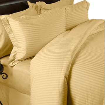 Gold Stripe Full Size 4 Piece Alternative Comforter And Duvet Cover Set