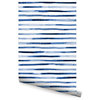 Watercolor Stripes Peel and Stick Vinyl Wallpaper, Blue, 24"w X 108"h