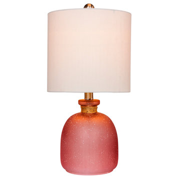 19.5" Coastal Bottle Glass Table Lamp in Frosted Pink