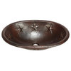 19" Oval Texas Star Design Copper Bathroom Sink, Large by SoLuna, Rio Grande, Fl
