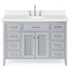 Ariel Kensington 49" Oval Sink Bath Vanity, 1.5" White Quartz