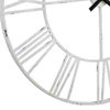 Benzara BM262450 Wall Clock With Sleek Open Metal Frame and Roman Numbers, White