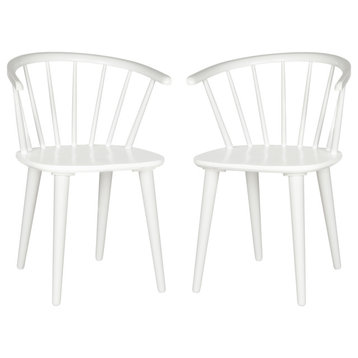 Safavieh Blanchard Curved Spindle Side Chairs, Set of 2, White