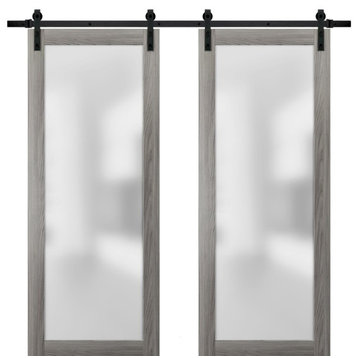Planum 2102 Double Barn Doors 84 x 84, Ginger Ash and Hardware 13FT