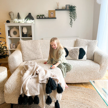 Vanilla L-Shape Sofa Slipcover | Microfibra Collection | Living Room Design