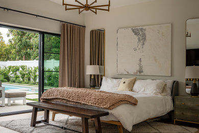 Bedroom - contemporary master light wood floor bedroom idea in Los Angeles