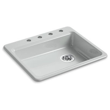 Kohler Riverby 25"x22"x5-11/12" Top-Mount Single-Bowl Kitchen Sink, Ice Gray