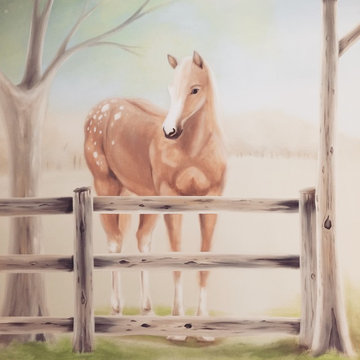 Preschool Mural Cowboy Ranch Theme