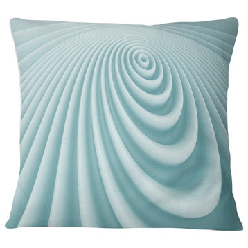 Fractal Rounded Blue 3D Waves Contemporary Throw Pillow, 16"x16"