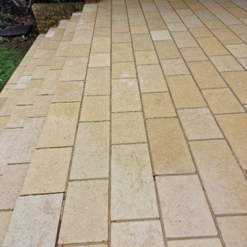 Deep Cleaning a Faded Limestone Patio in Lincoln