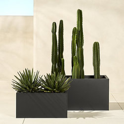 blox rectangular galvanized charcoal planters | CB2 - Baby And Kids