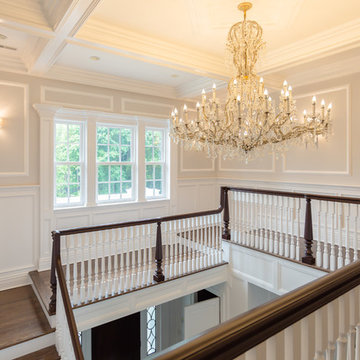 Spacious Stair Hall with Chandelier
