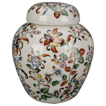 10" Jar With Lid, Floral Design