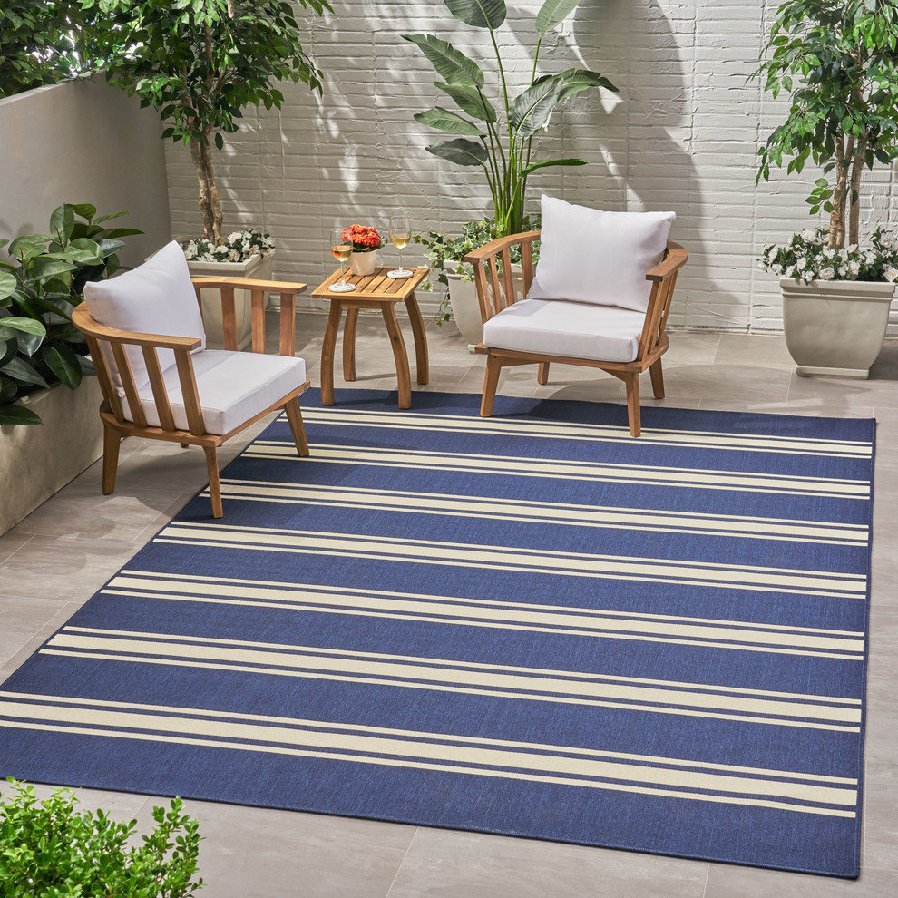 Julia Outdoor Stripe Area Rug, 5'3"x7"
