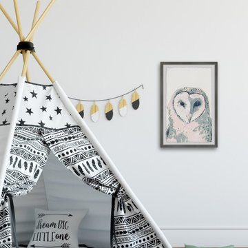 "Funky Owl Portrait I" Framed Painting Print