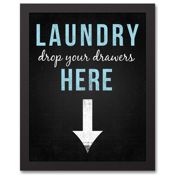 Laundry: Drop Your Drawers Here Wall Art, Framed Canvas