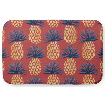 34" x 21" Pineapple Stripes Bathmat, Ligonberry Red