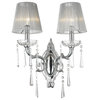 Orleans 2-Light Chrome Finish and Crystal Large Wall Sconce, White String Shade