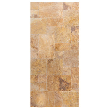 Meandros Gold Antique Pattern Travertine Tile Brushed, Chiseled -128 sqft-boxed