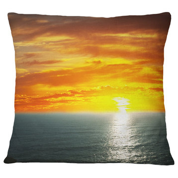 Fantastic Sunset Over Sea Waters Seashore Throw Pillow, 16"x16"