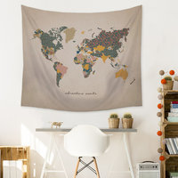 Stratton Home Decor "Adventure Await" Map Wall Tapestry