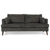 Chazz Contemporary 3-Seater Fabric Sofa, Dark Charcoal/Espresso
