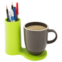 Modern Desk Accessories Jot Desk Coaster and Pen Holder, Green