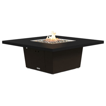 Square Fire Pit Table, 56x56, Propane, Black Powdercoat Top, Bronze