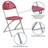 2 Pack HERCULES Series 650 lb. Capacity Plastic Fan Back Folding Chair, Burgundy