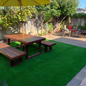 Pavers and Artificial Grass Backyard Patio