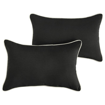 Sunbrella Canvas Black/Canvas Natural Outdoor Pillow Set, 12x18